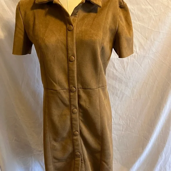 Zara Faux Suede camel mini dress dress - size S - Picture 3 of 10